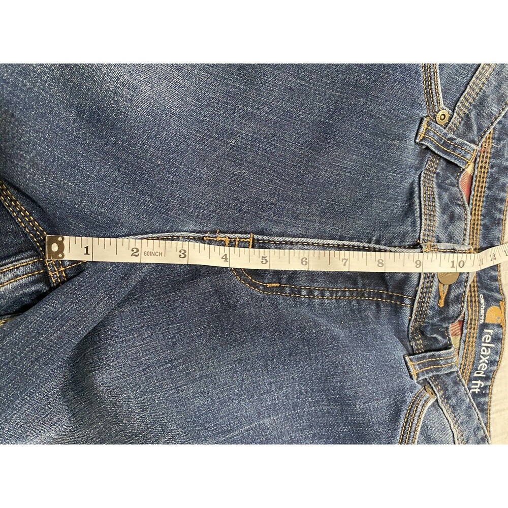 Carhartt Women's Boone Flannel Lined Blue Jeans Regular Relaxed Fit Size 14 - Picture 8 of 9
